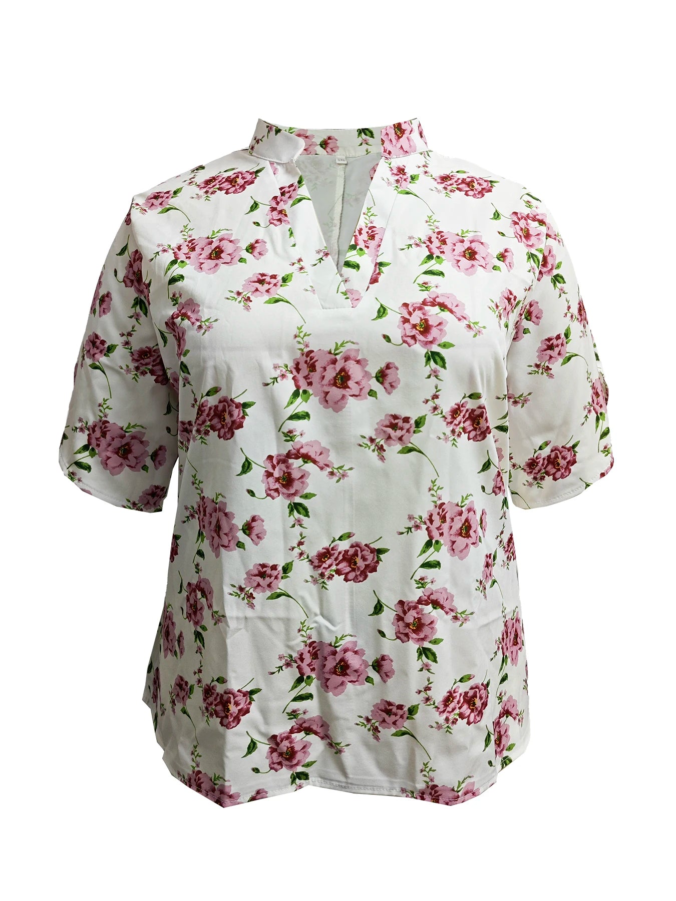 Plus Size Women Short Sleeve Blouse Summer Loose Casual Shirt V Neck Trendy Tops