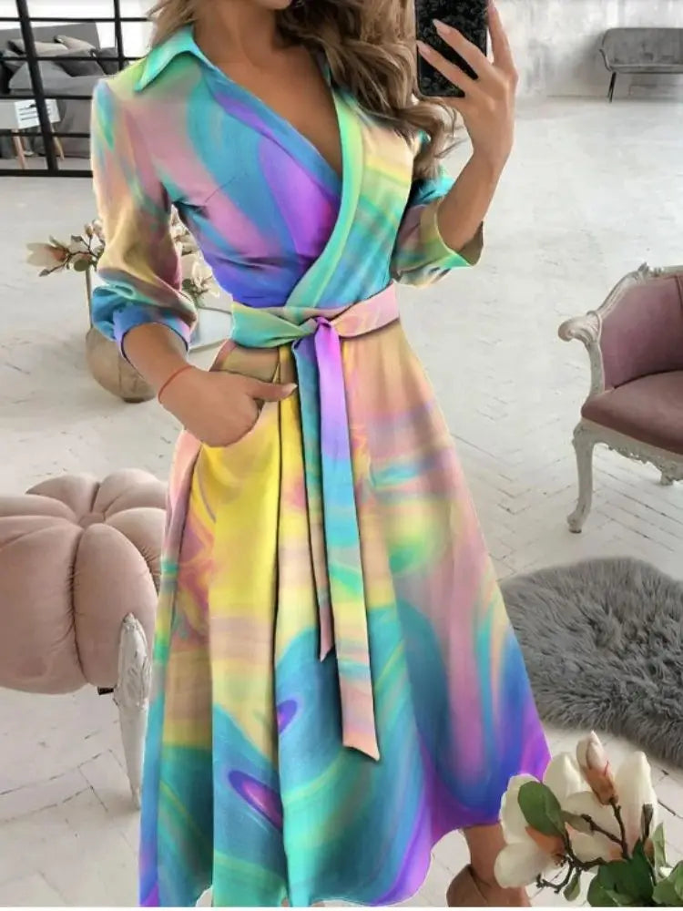 Women Print Dress Sexy V-Neck Bat Sleeve Ruffl Flowers Print Bohemian Beach Sundress Ladies Loose Summer Vacation Mini Dresses