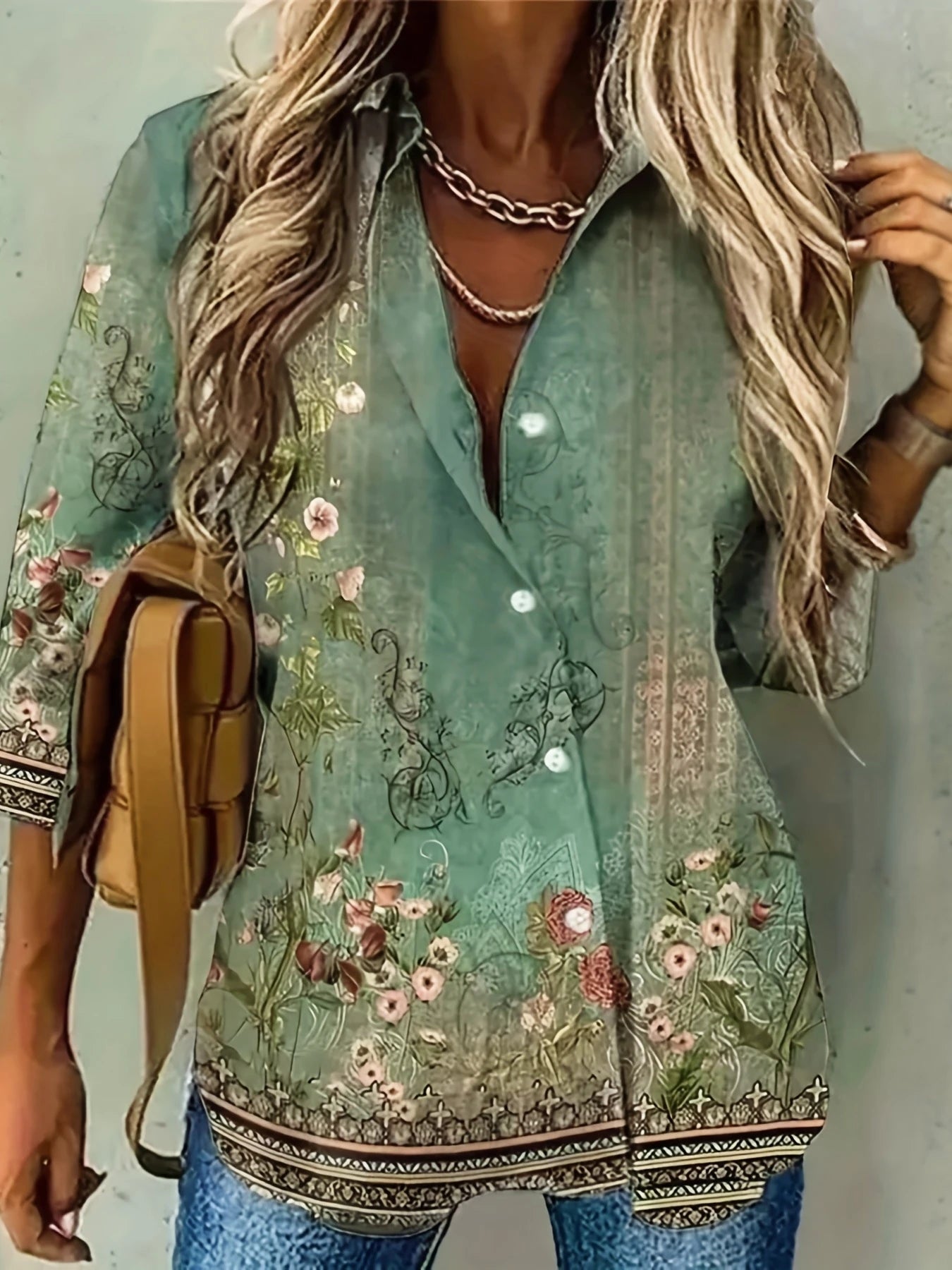 Plus Size Elegant Casual Shirt Woman Temperament Long Sleeve Woman Shirt Printed Loose Woman Shirt Weekend Top