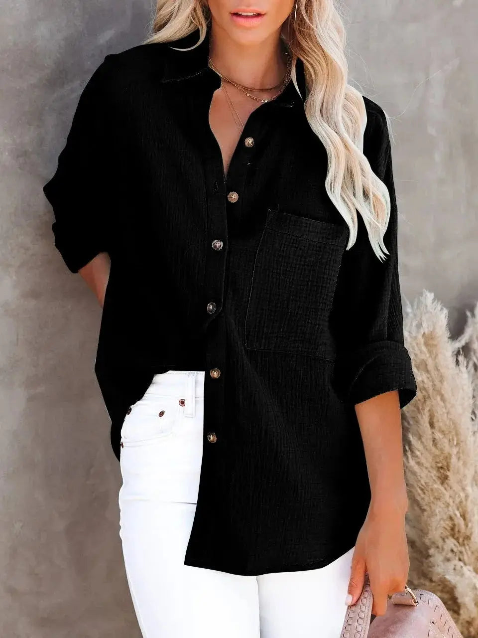 Elegant Cotton Linen Shirts Women Casual Solid Button Lapel Blouses Shirts Autumn Winter Long Sleeve Loose Tops Tunic Blusas